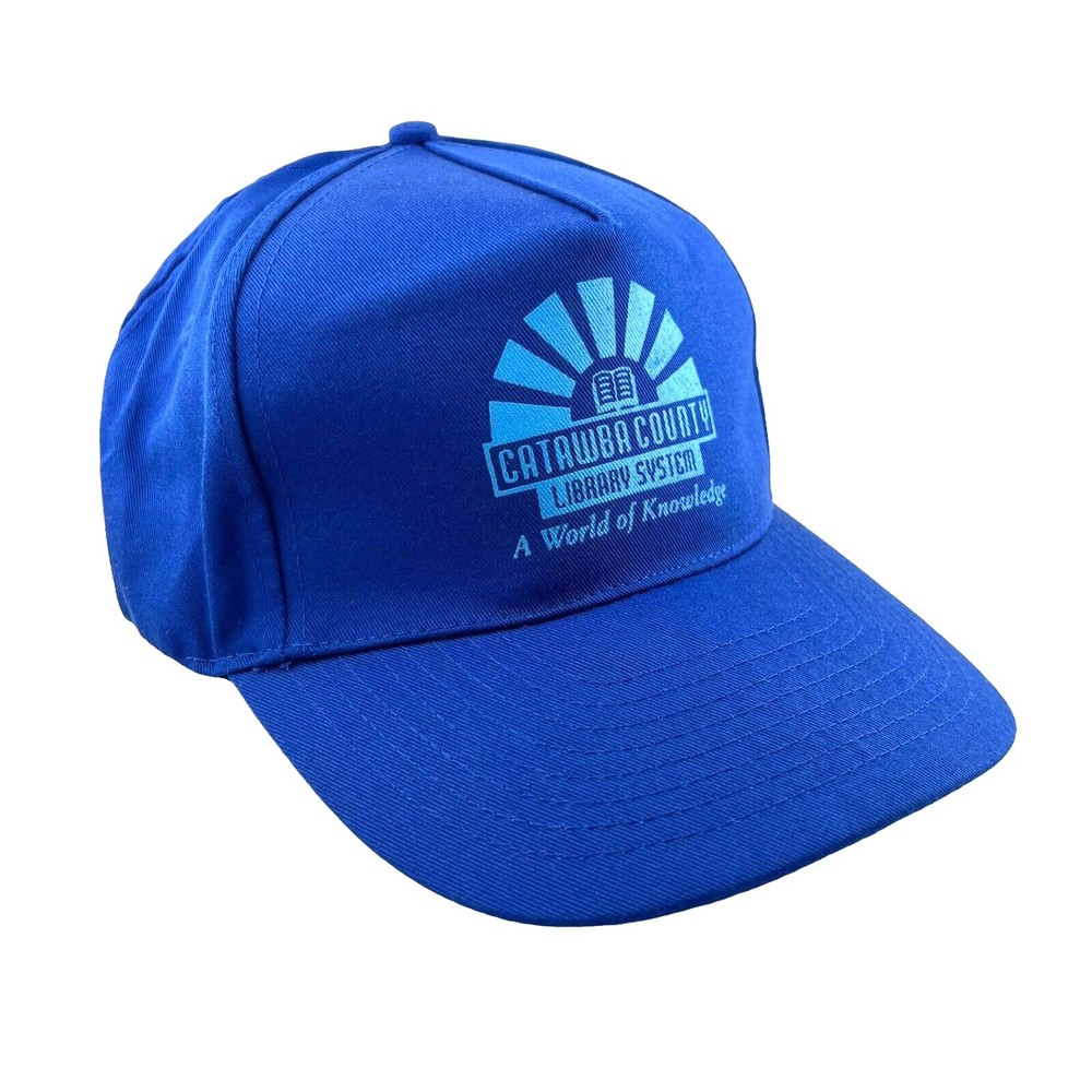 Ball Cap Catawba County Library "A World of Knowledge" Blue, Snap Back
